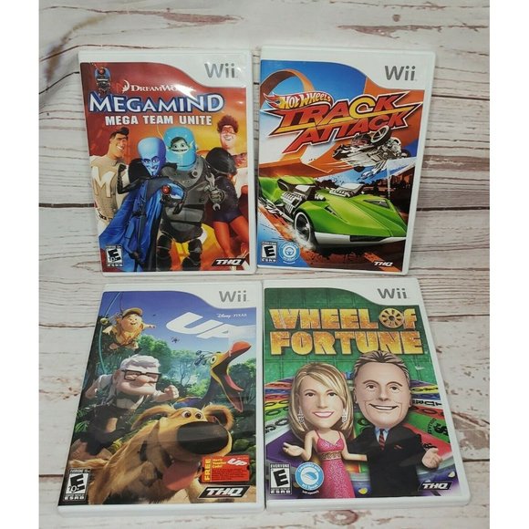 THQ Megamind, Hotwheels, Up & Wheel Of Fortune Wii 4 Game Bundle No Scratches - Picture 1 of 12